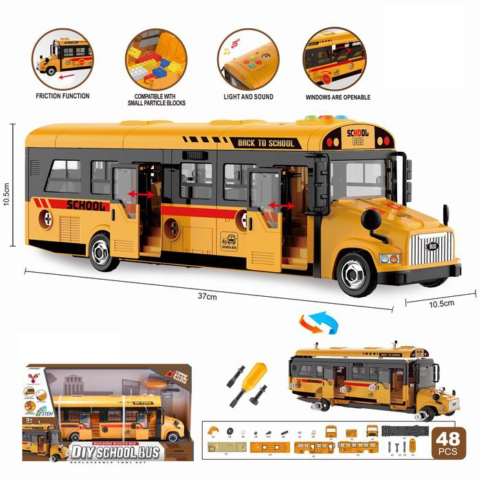 Auto na montáž školní autobus (48 dílů)
