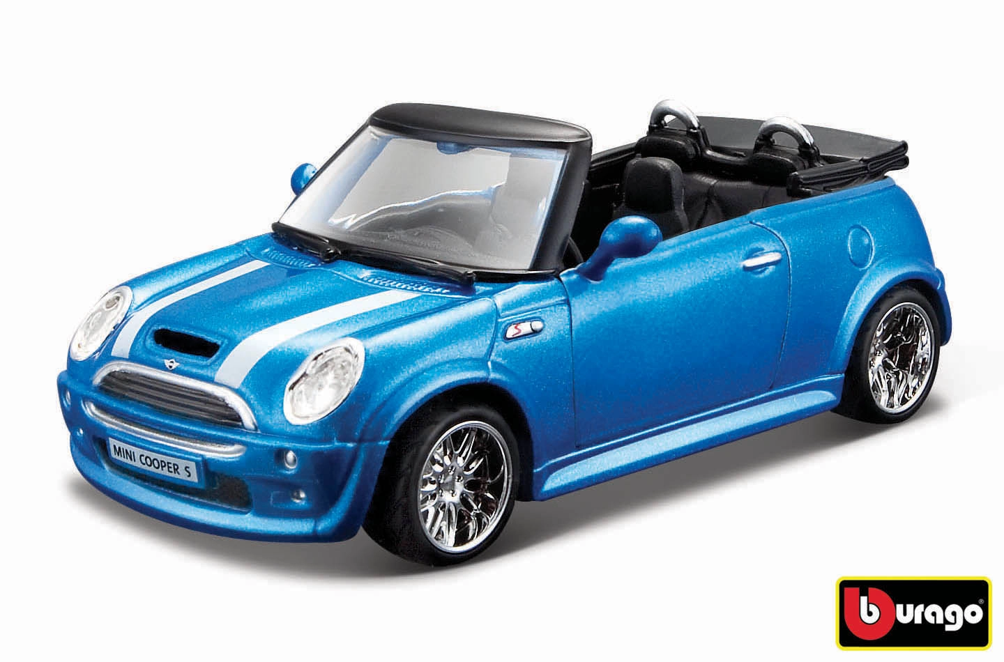 Bburago - Auta HOBBY, MINI COOPER S Cabriolet, modrá metalíza,1:32