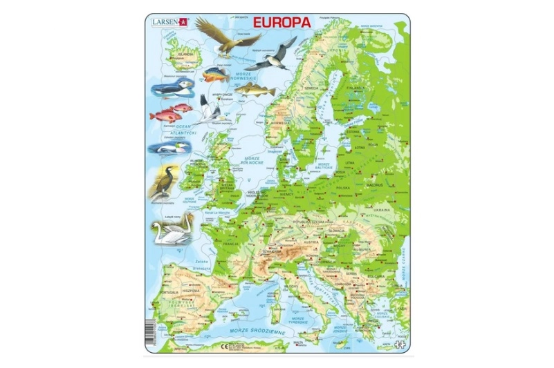 Larsen puzzle fyzická mapa Evropy
