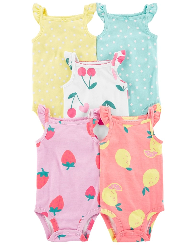 Carter's kojenecká body na ramínka Dots Fruit pro holky 5 ks