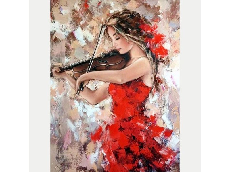 Diamantové malování – hra na housle 30 × 40 cm