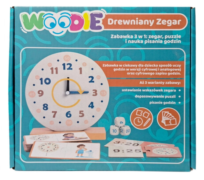 Dřevěné výukové hodiny WOODIE 3v1
