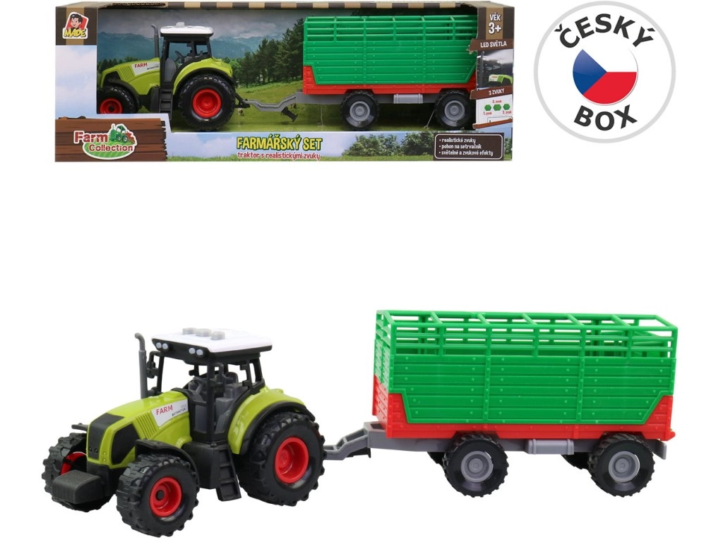 Traktor s přívěsem na seno zvukové efekty