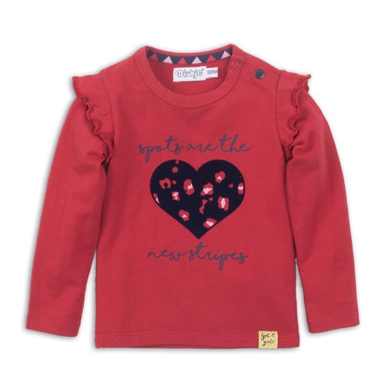 Dirkje dívčí tričko s dlouhým rukávem, červené