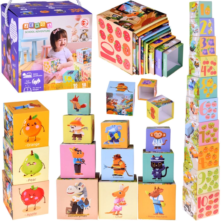 Vzdělávací kartonové skládací kostky pro děti, sada 10 ks