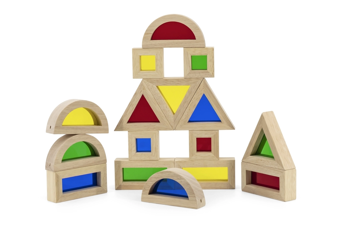 Dřevěné barevné kostky pro děti, 16 kusů