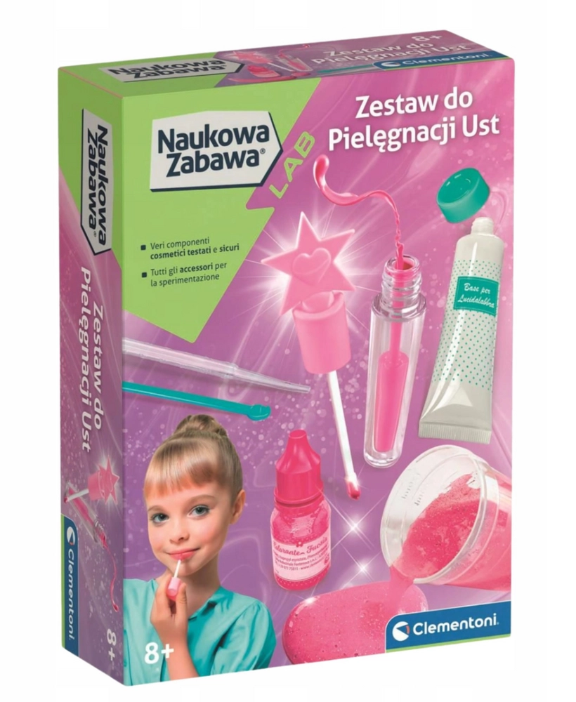 vědecká zábava – kosmetická sada balzám a lesk na rty CLEMENTONI (polská verze)