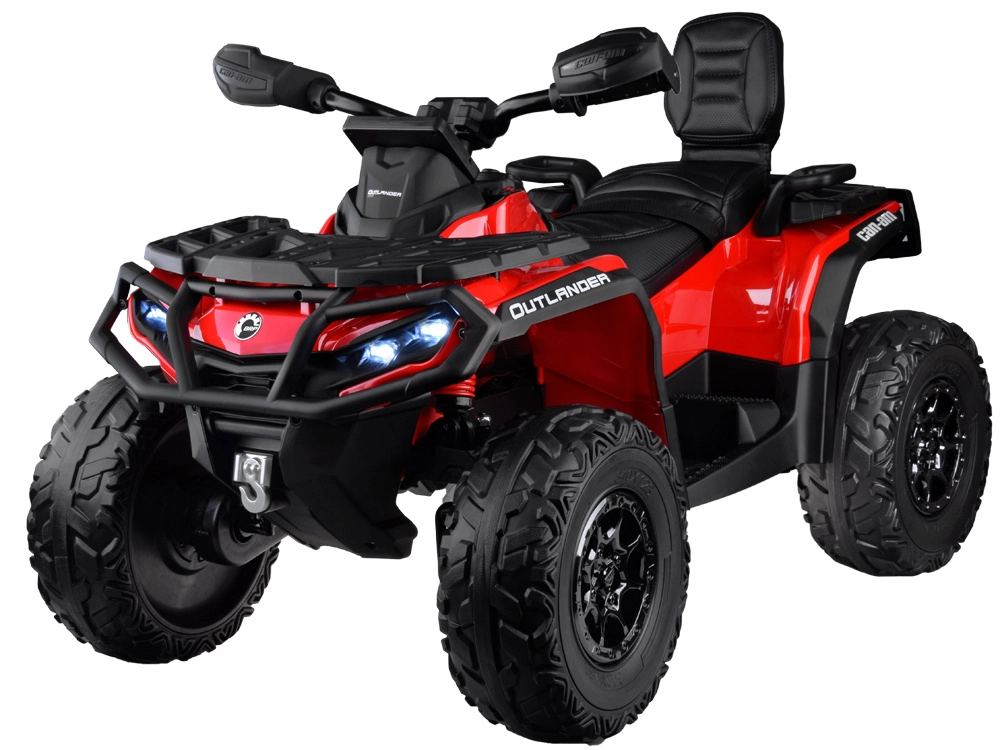 Dětský elektrický čtyřkolový vozík CAN-AM OUTLANDER 4x4 24V pro 2 děti s LED panelem – červená