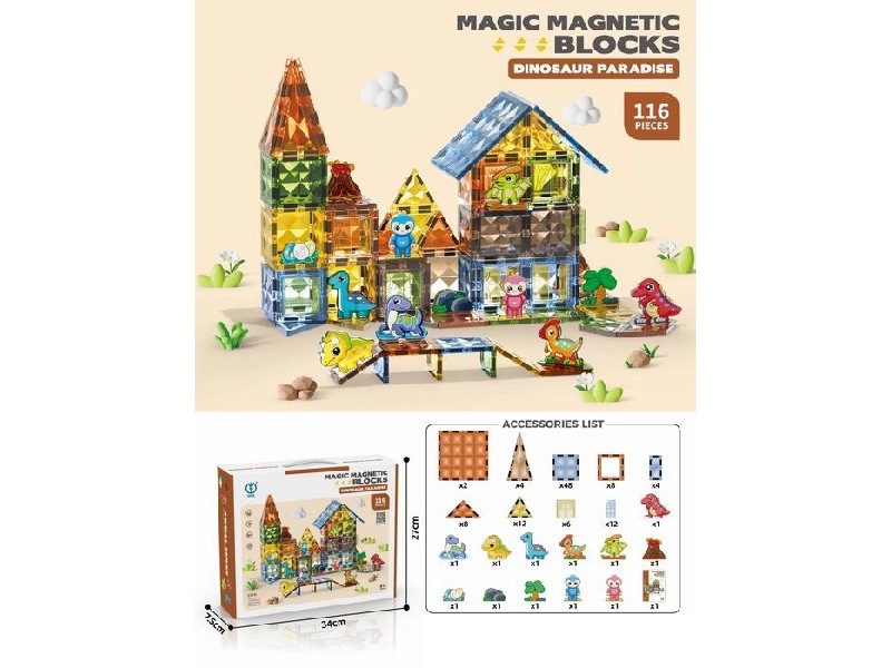 Magnetická stavebnice dinosauři 116 dílků