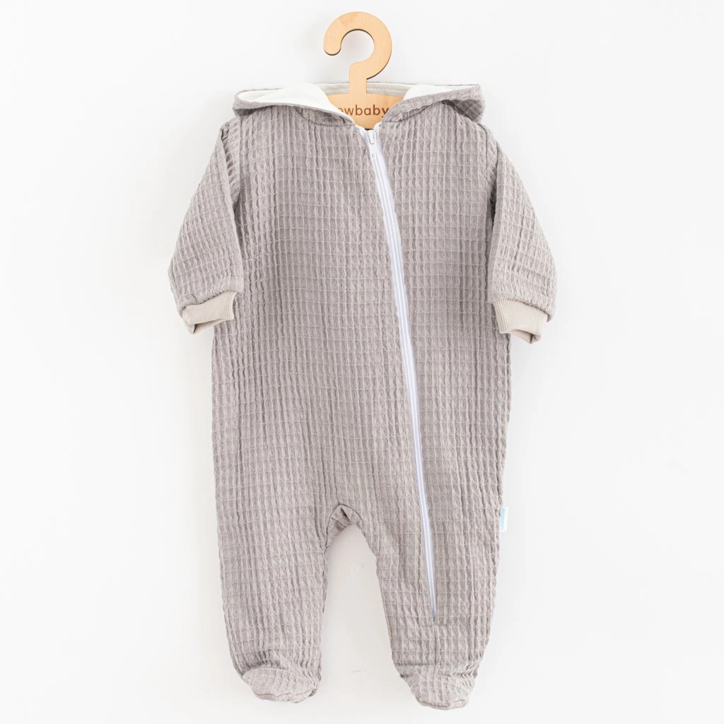 Kojenecký mušelínový overal s kapucí šedý NEW BABY Comfort Clothes