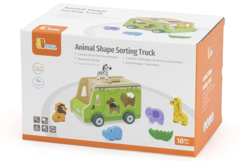 Dřevěná vkládačka autíčko se zvířátky