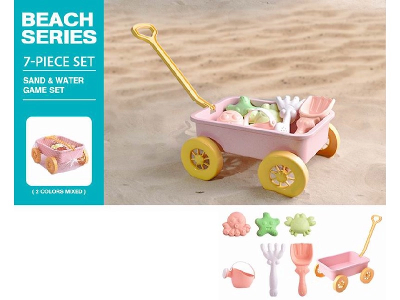 Vozík do pískoviště s příslušenstvím – růžový