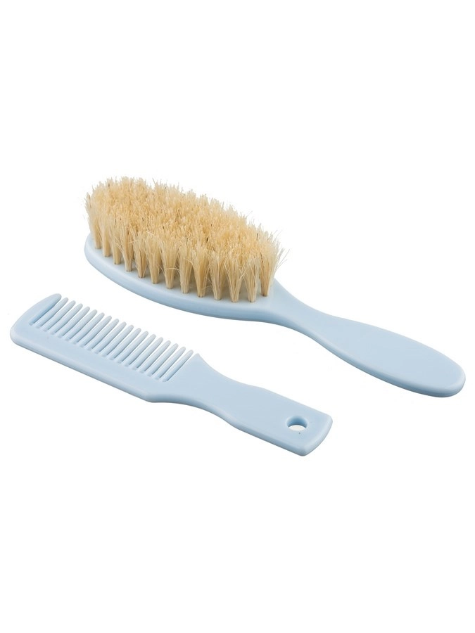 Kartáček a hřeben s přírodním vlasem Akuku modrý