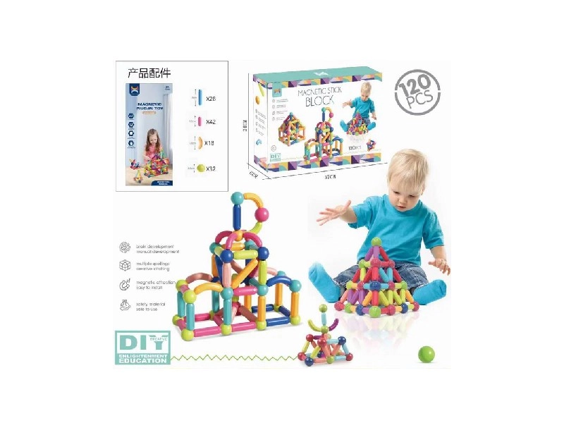 Magnetická stavebnice patičky a trubičky 120 dílků