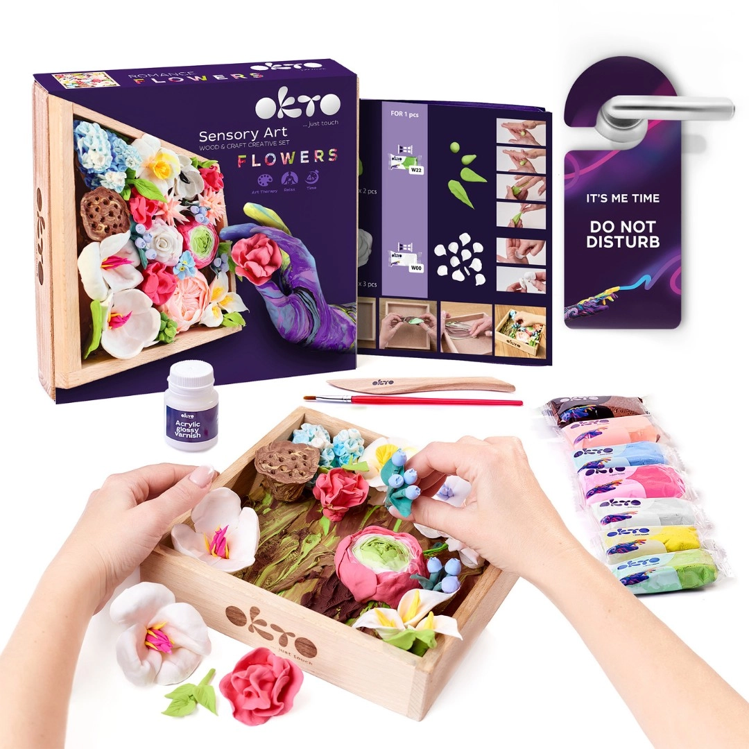 Levně Okto Romance výtvarná modelovací sada DIY květiny s dřevěným rámem