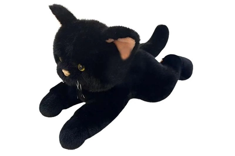 Plyšová kočka ležící černá 45 cm