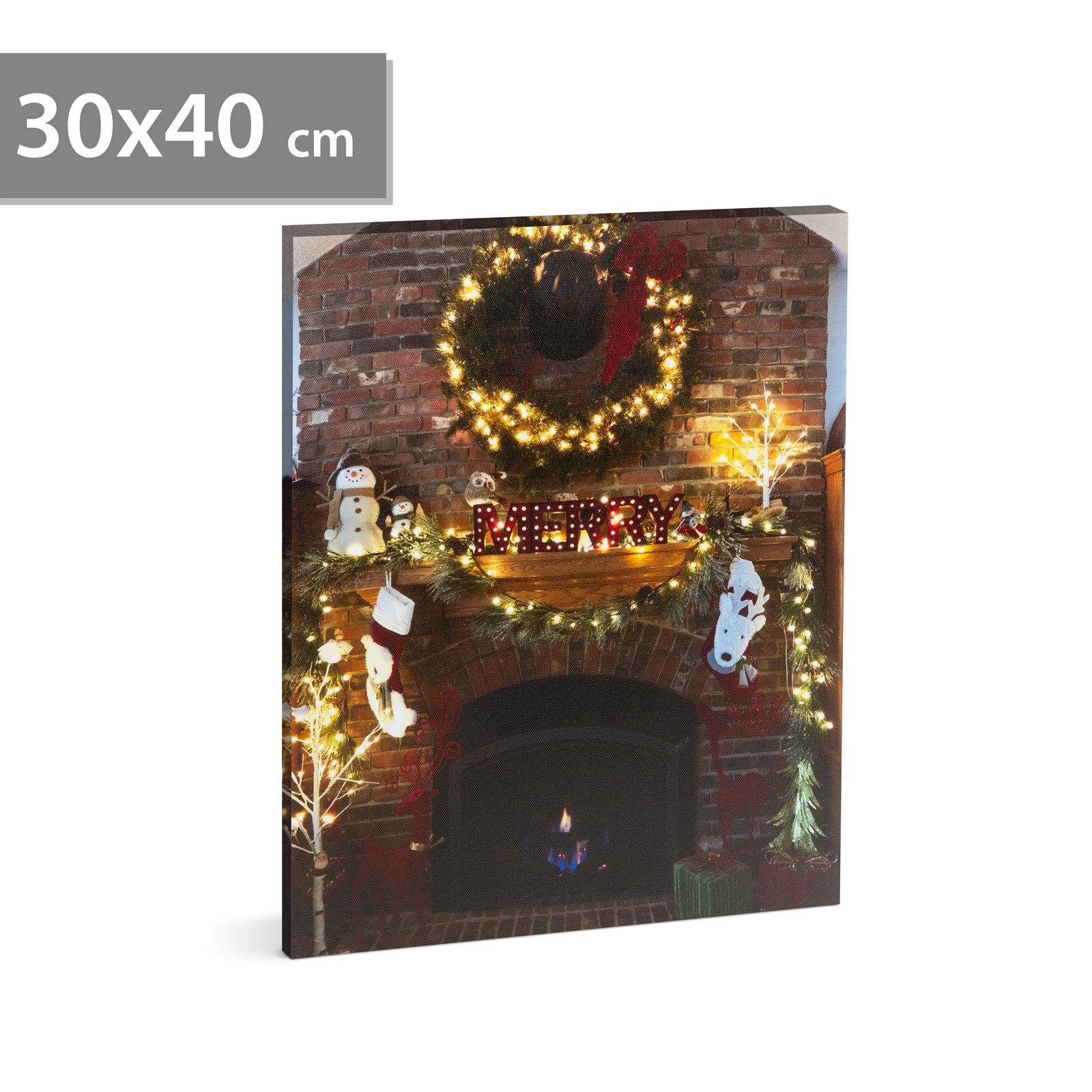 Vánoční LED obraz na zeď 30 × 40 cm