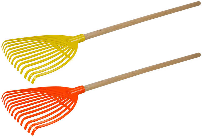 Levně Lena hrábě na listí s dřevěnou rukojetí 60 cm nářadí oranžová