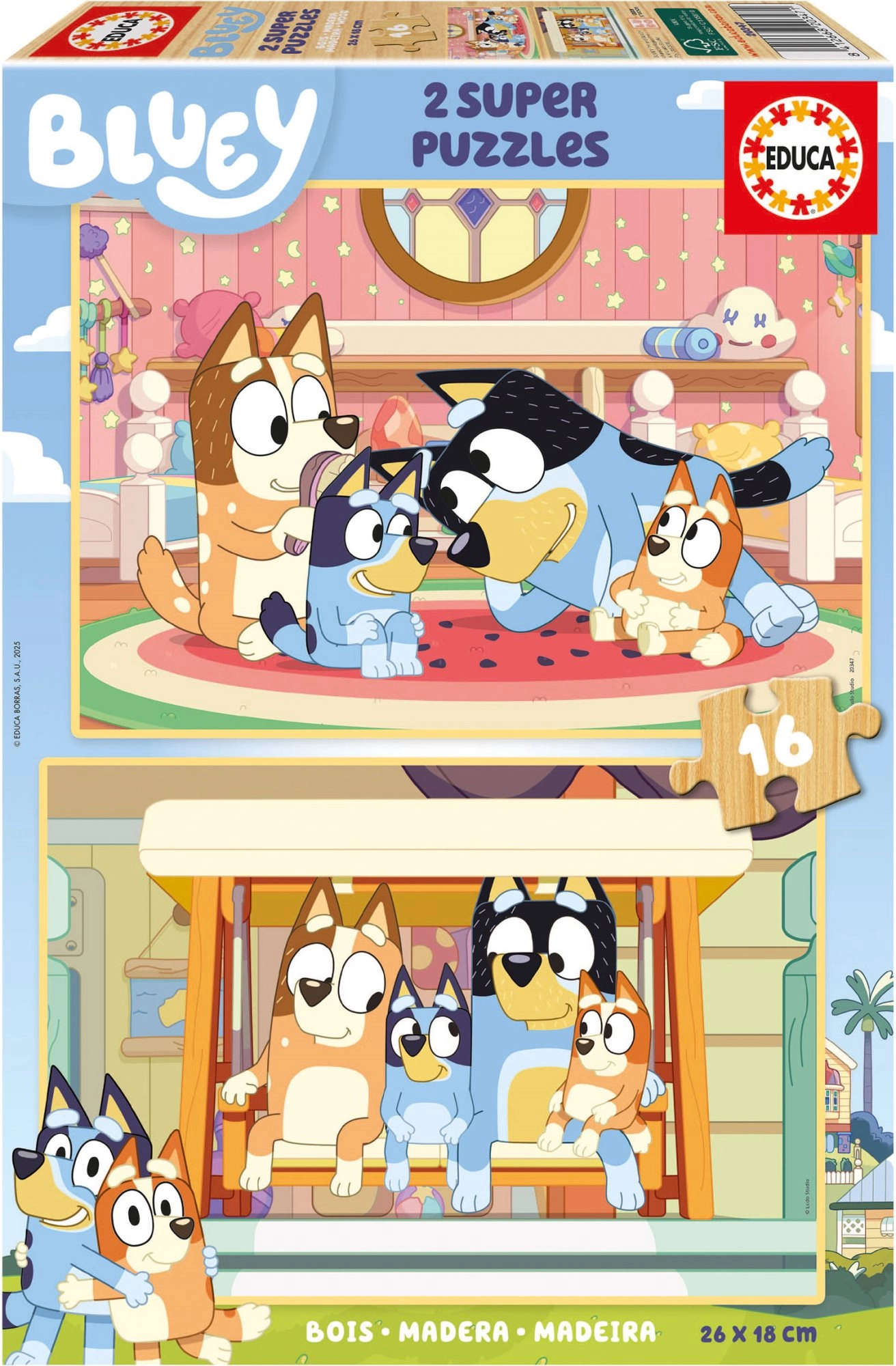 Dřevěné puzzle Bluey 2x16 dílků od Educa