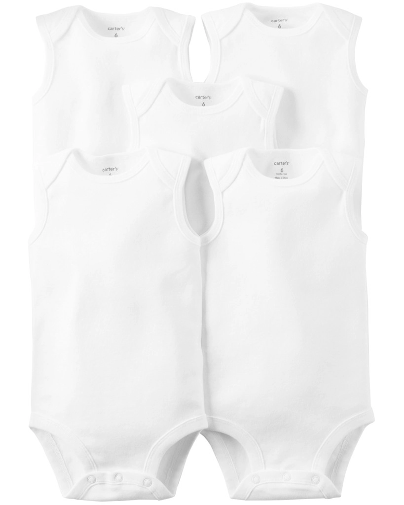 Levně CARTER'S Body bez rukávů White neutral LBB 5ks