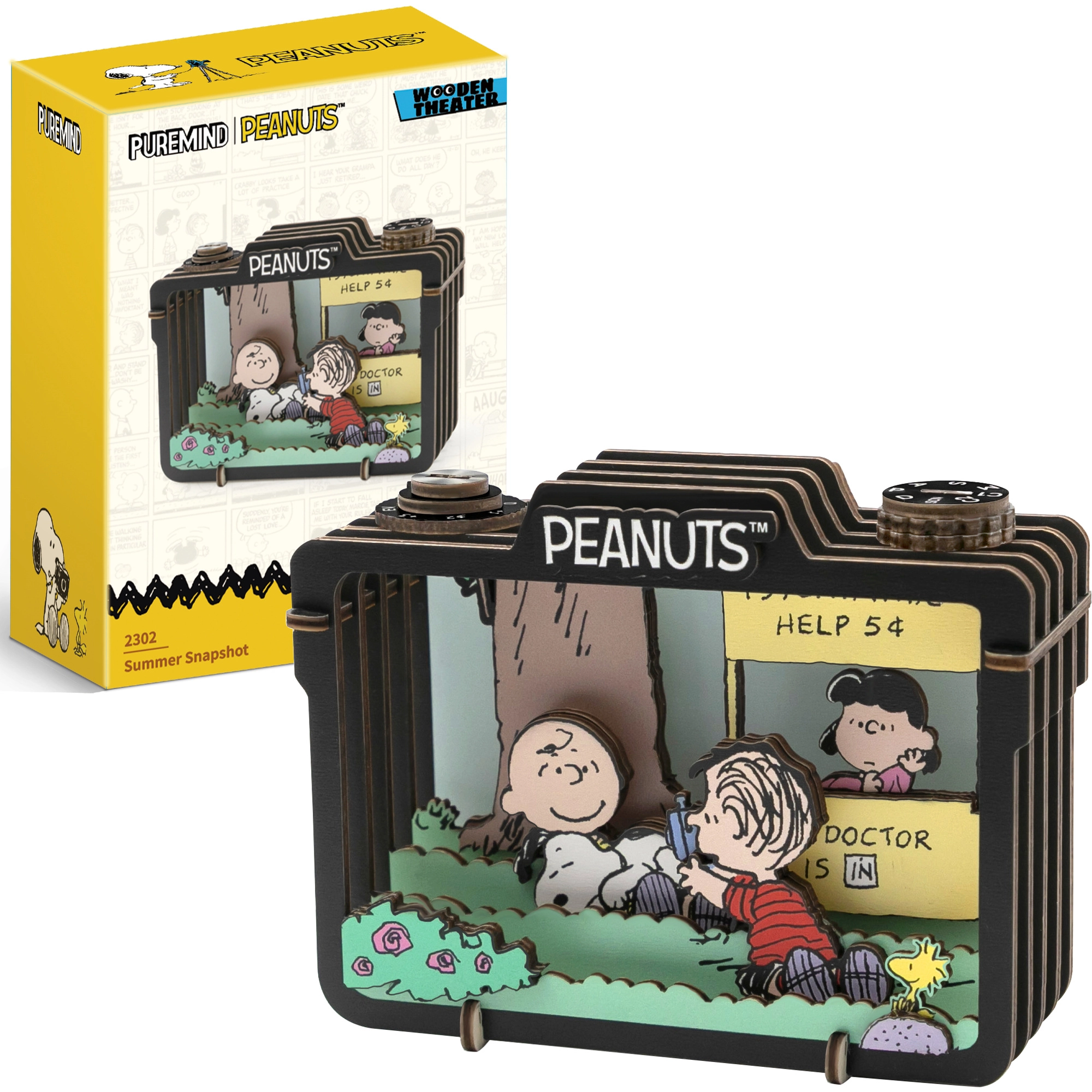 Puremind dřevěný 3D model PEANUTS Snoopy – letní scéna Summer Snapshot