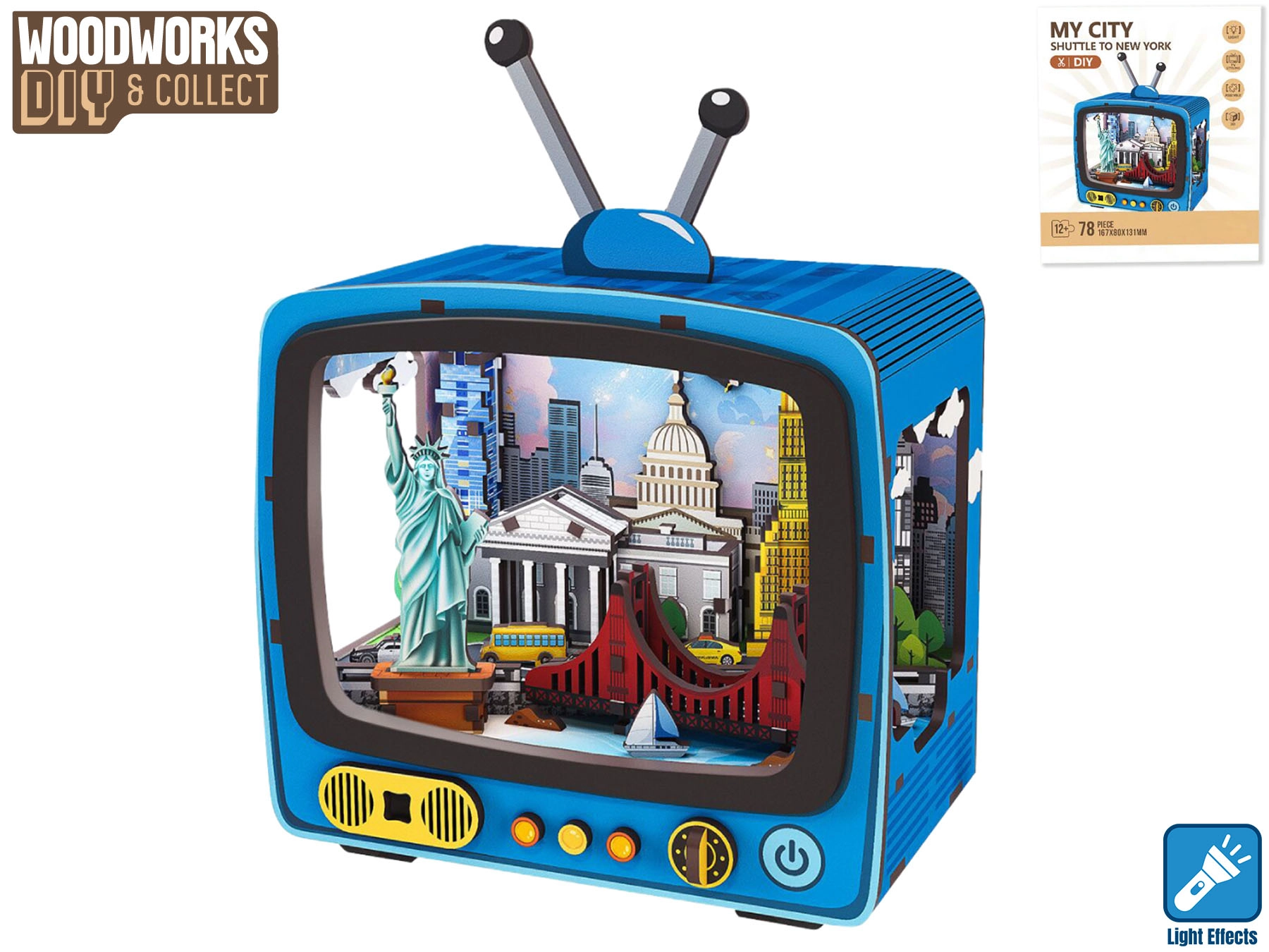 Dřevěná stavebnice Woodworks New York se světlem