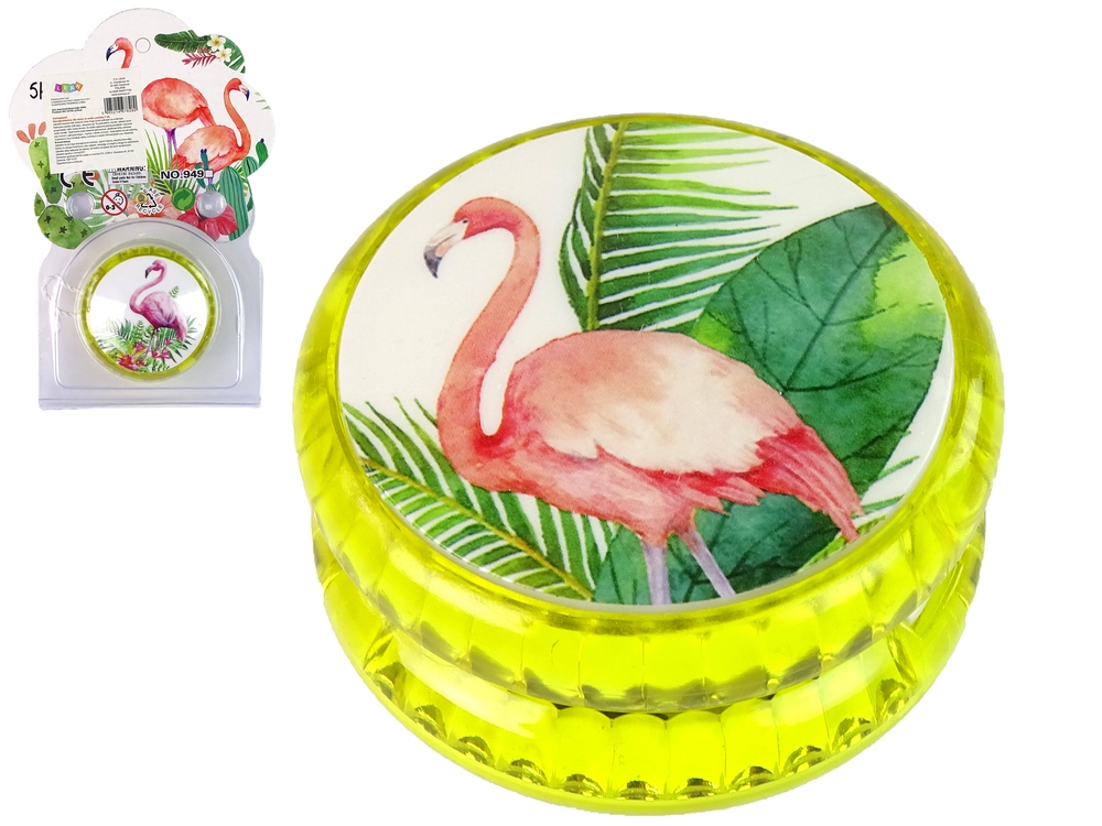 Levně Lean Toys Jojo Handicraft Game with Flamingo Yellow YoYo