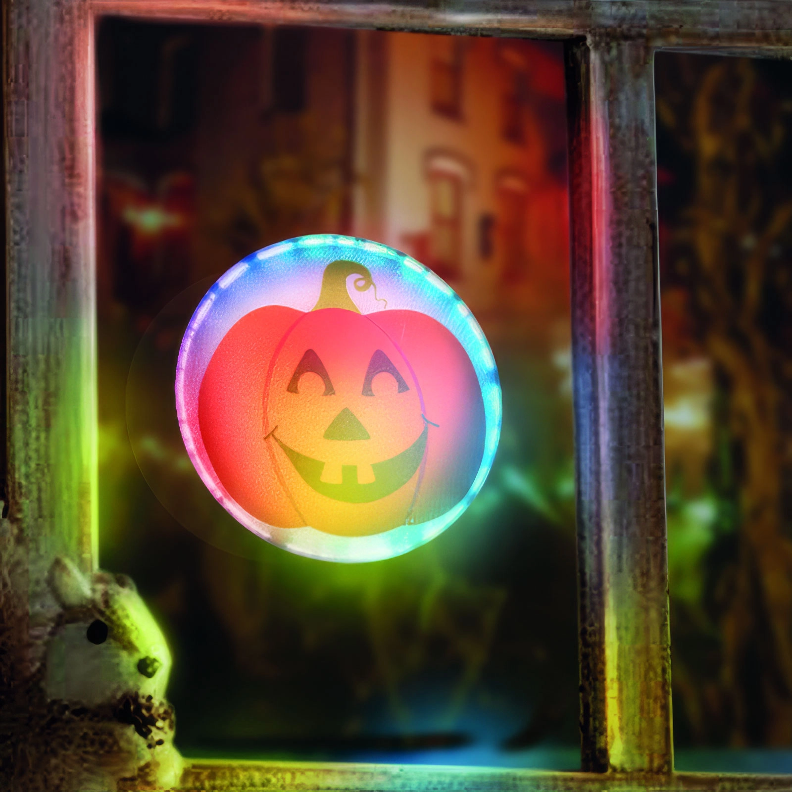Halloweenská samolepicí LED dekorace dýně RGB