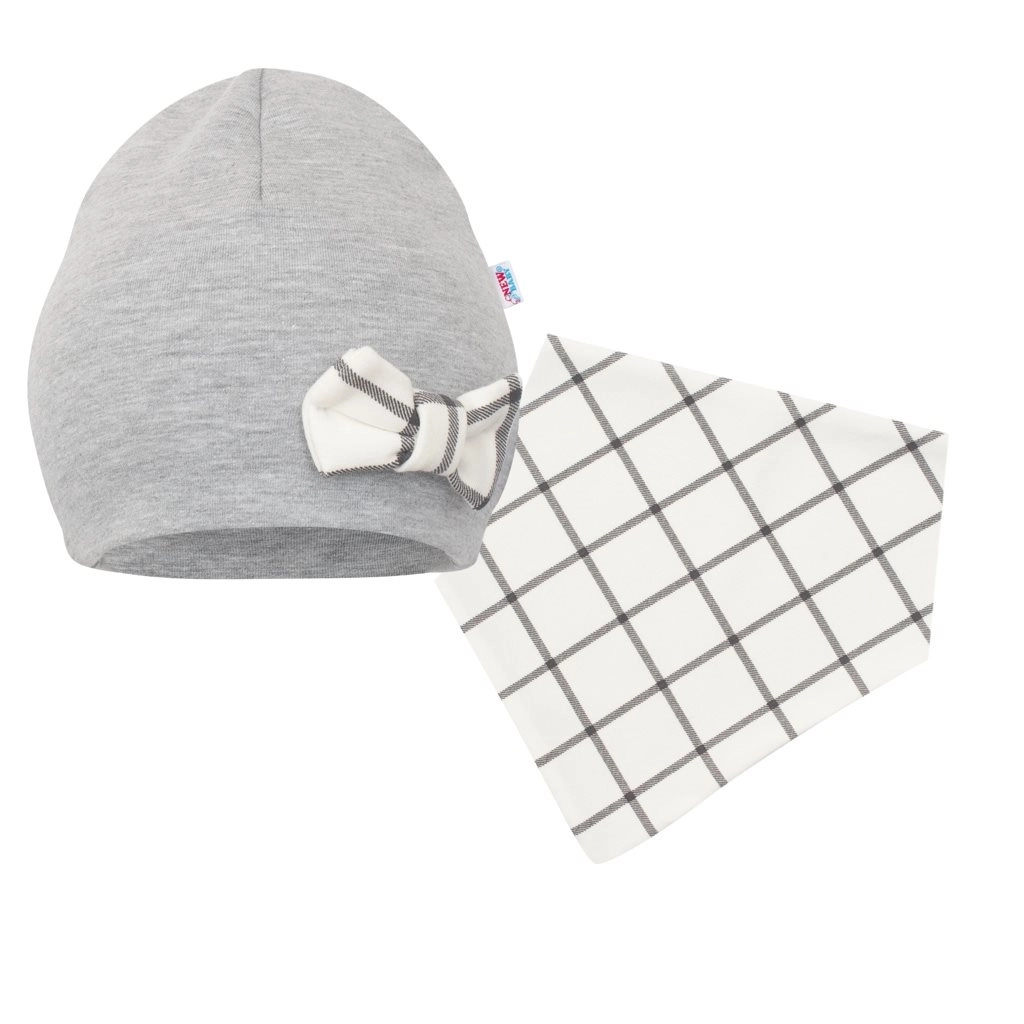 Dojenecká čepička a šátek na krk NEW BABY Missy šedá 68 (4–6 měsíců)