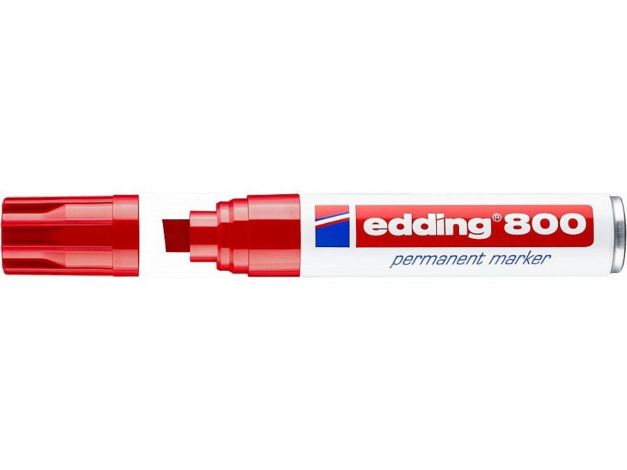 Permanentní popisovač Edding 800 - zkosený hrot, červený