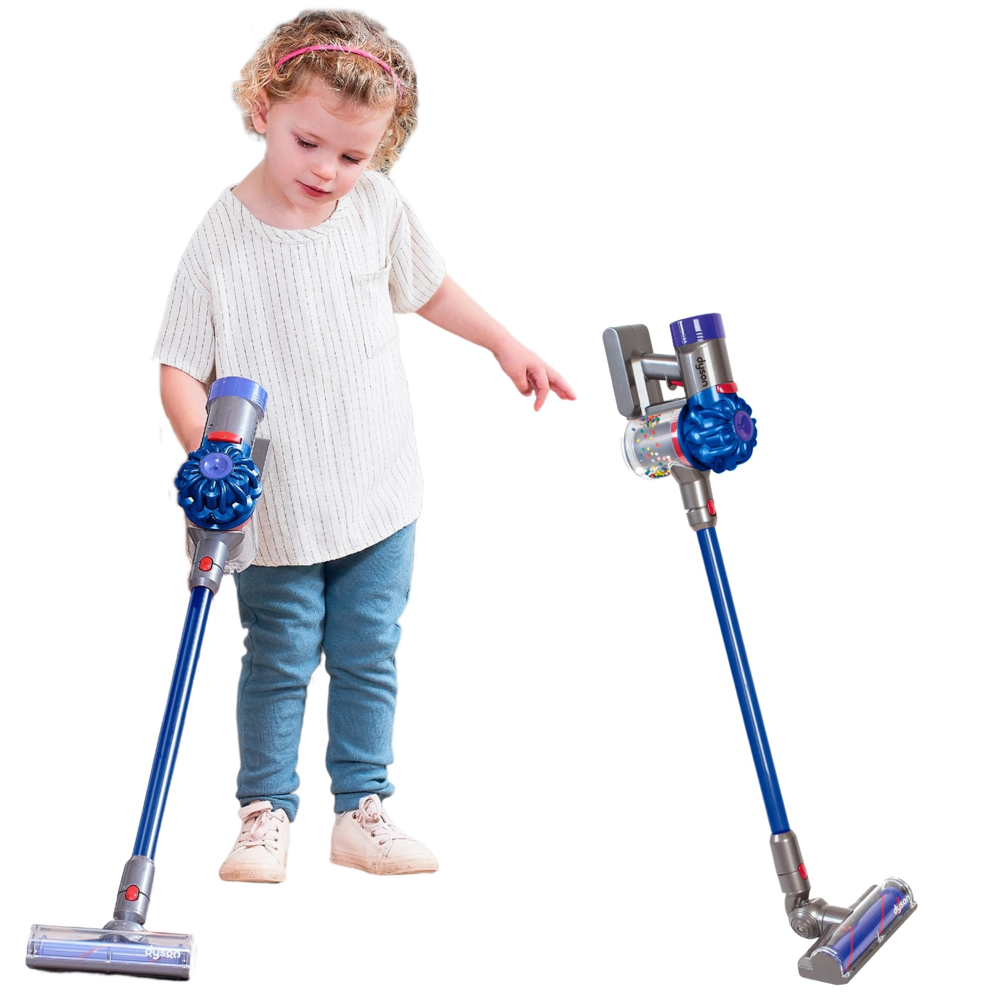 Dětský bezdrátový tyčový vysavač CASDON DYSON s hlukovými efekty, modrý