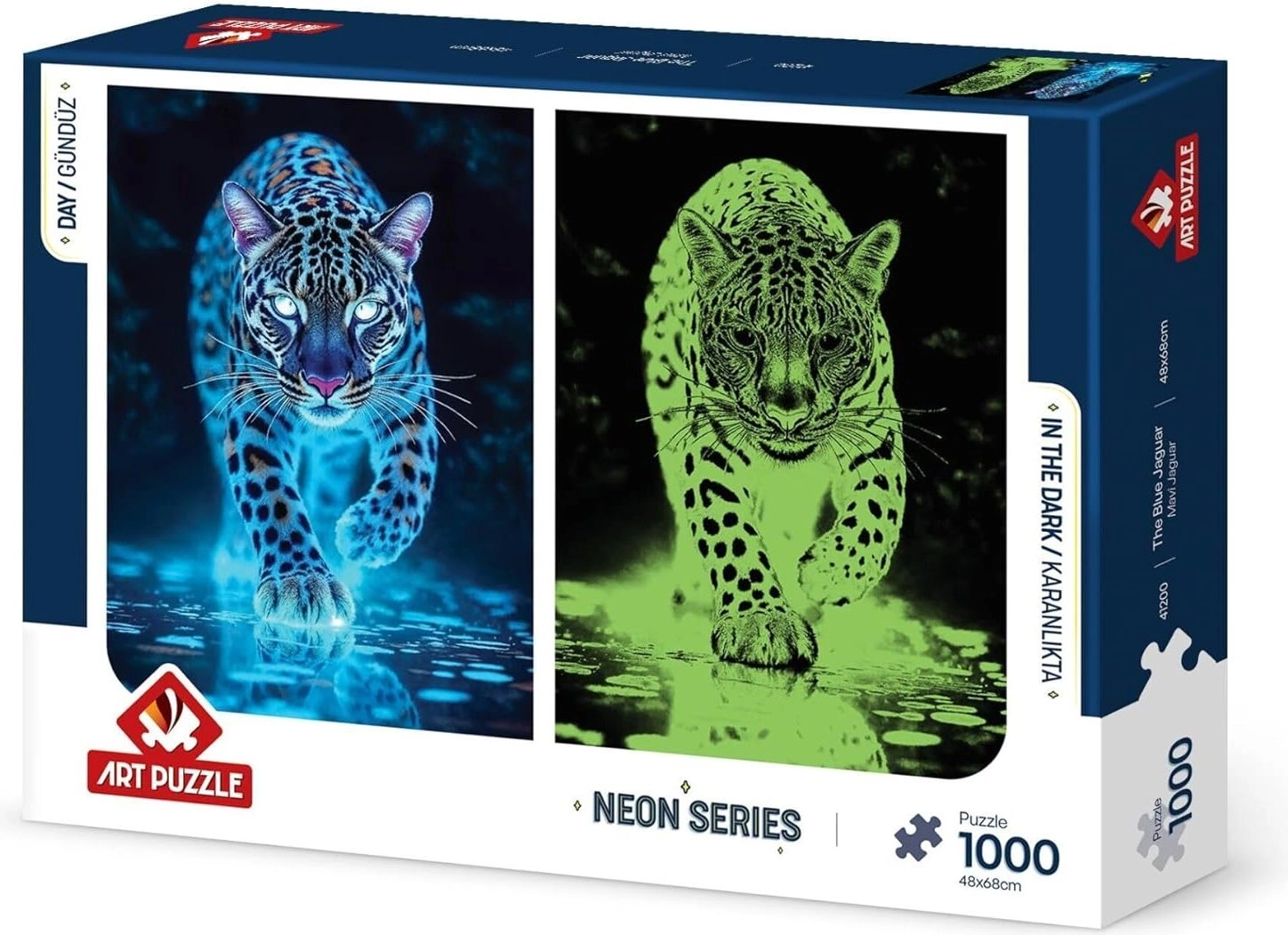 Svítící puzzle Modrý jaguár 1000 dílků