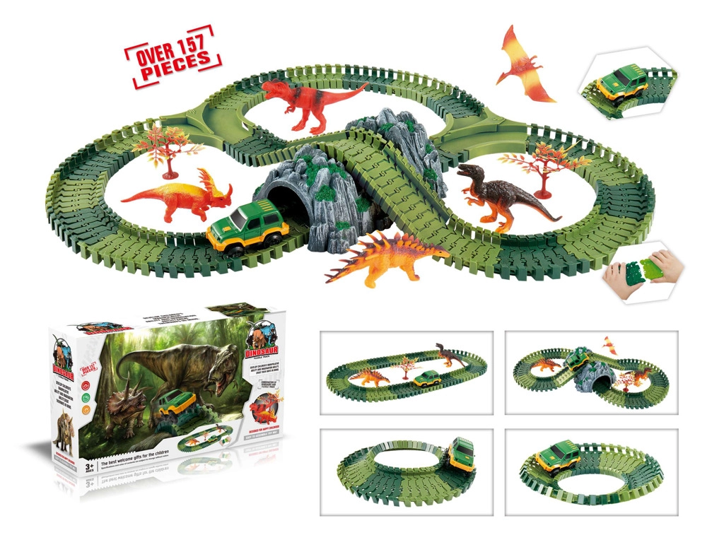 Levně ALLTOYS Variabilní dráha s dinosaury a tunelem 144 dílů