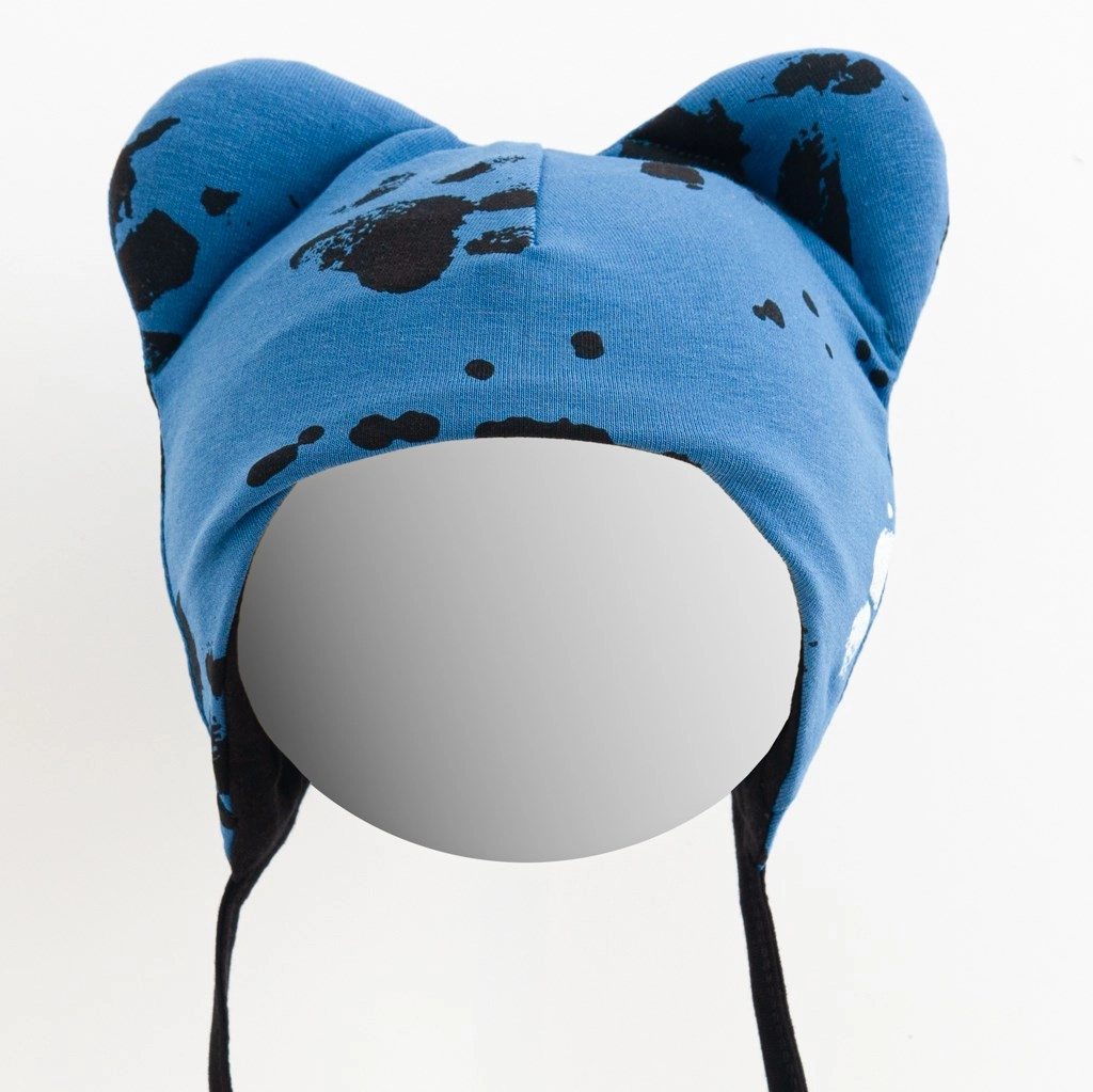 Kojenecká bavlněná čepička s oušky NEW BABY, modrá