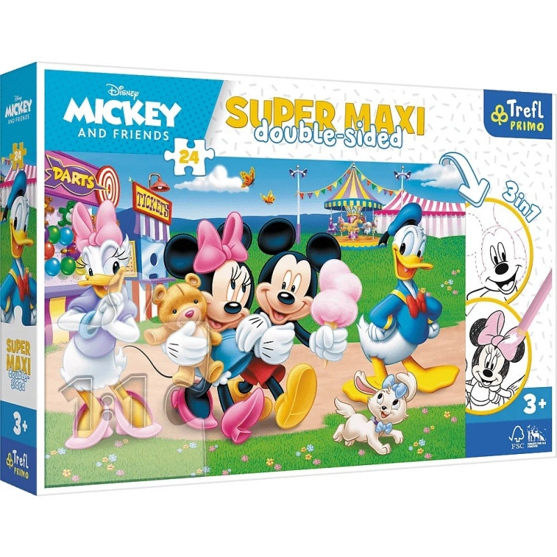 Levně TREFL Oboustranné Mickey Mouse na pouti SUPER MAXI 24 dílků