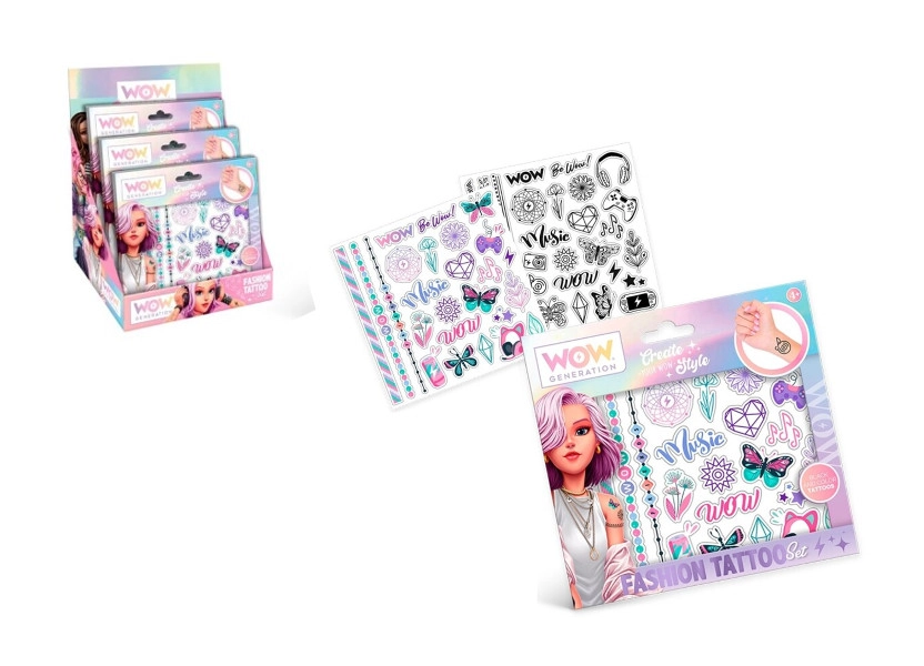 Sada 50 dočasných tetování WOW