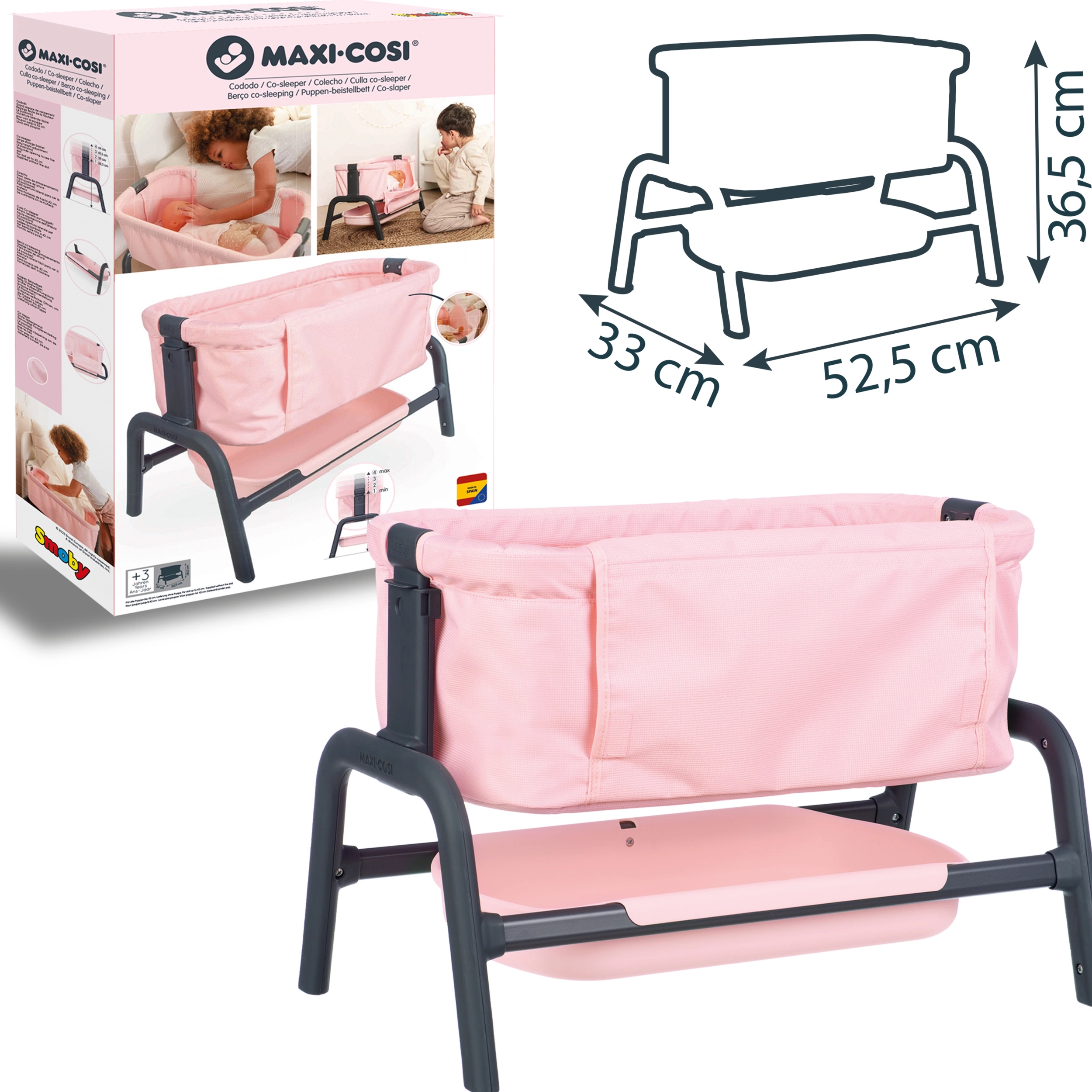 Postýlka Maxi Cosi světle růžová pro panenky