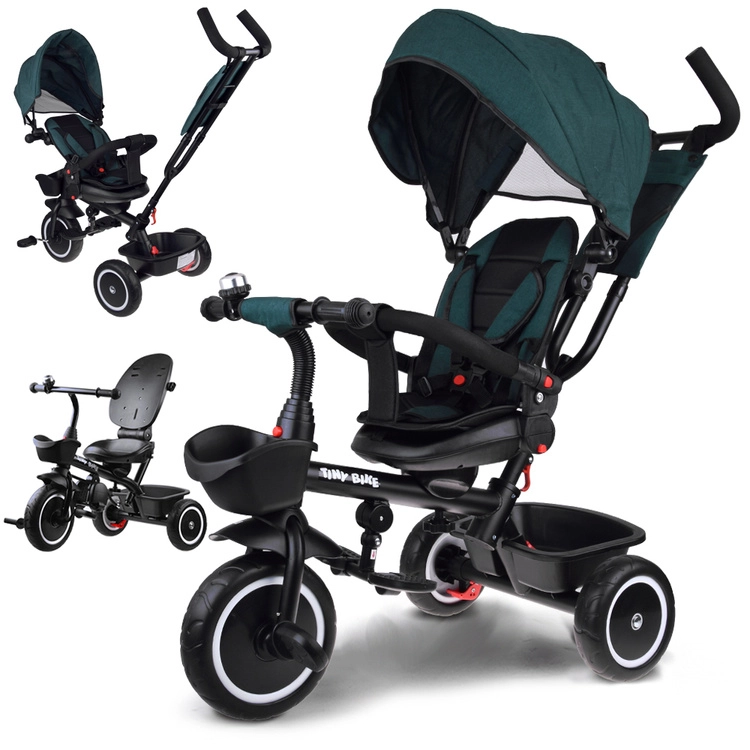 Majlo Toys Tiny Bike s otočným sedadlem 3v1 zeleno modrá