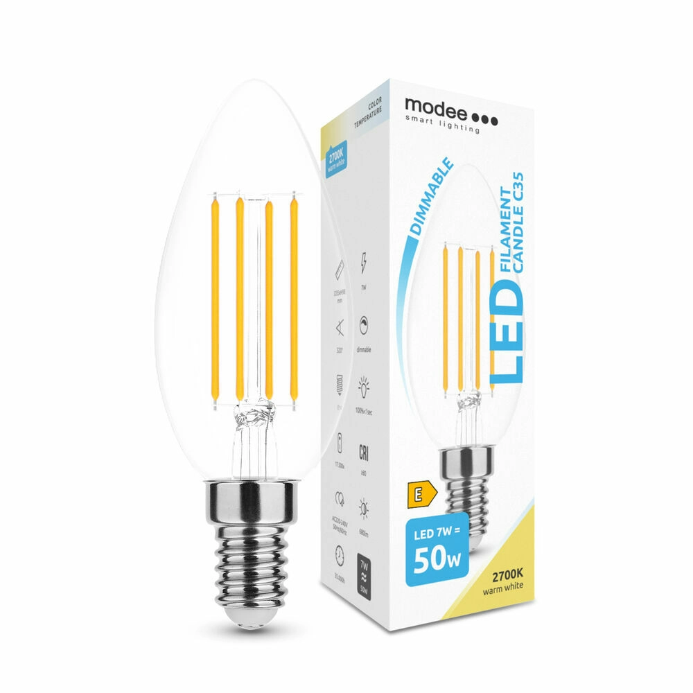 LED žárovka svíčka C35 7 W E14 806 lm teplá bílá, stmívatelná