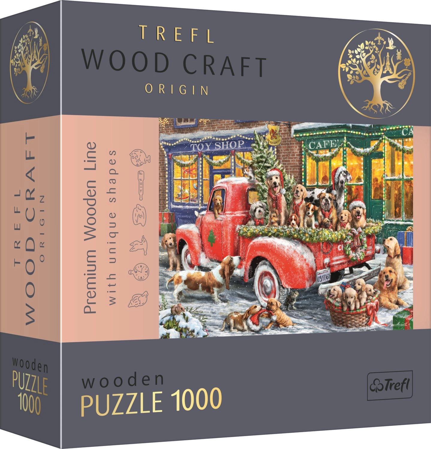 Dřevěné puzzle Santovi malí pomocníci 1000 dílků