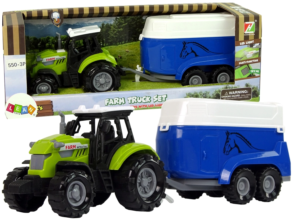 LEANToys Traktor s přívěsem na koně se zvuky