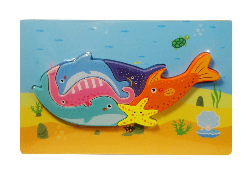 Dřevěné puzzle velryba – zvířátka z moře pro děti