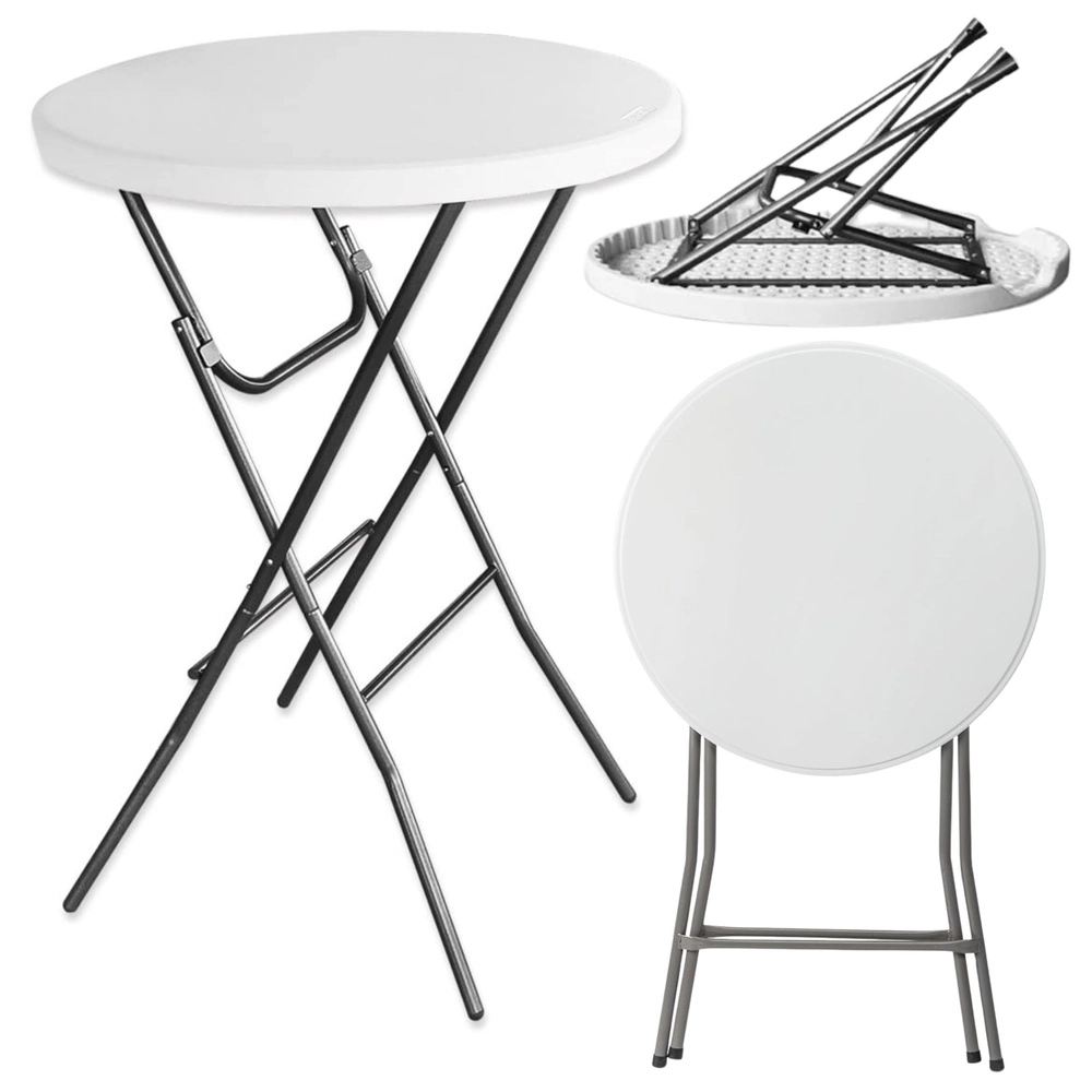 Skládací cateringový stůl kulatý bílý 80cm