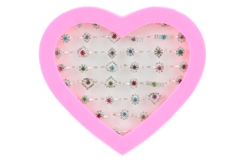 Dětské prstýnky s kamínky, roztahovací, 36 ks