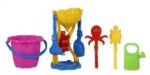 Sada na písek s mlýnkem, formičkami a konvičkou