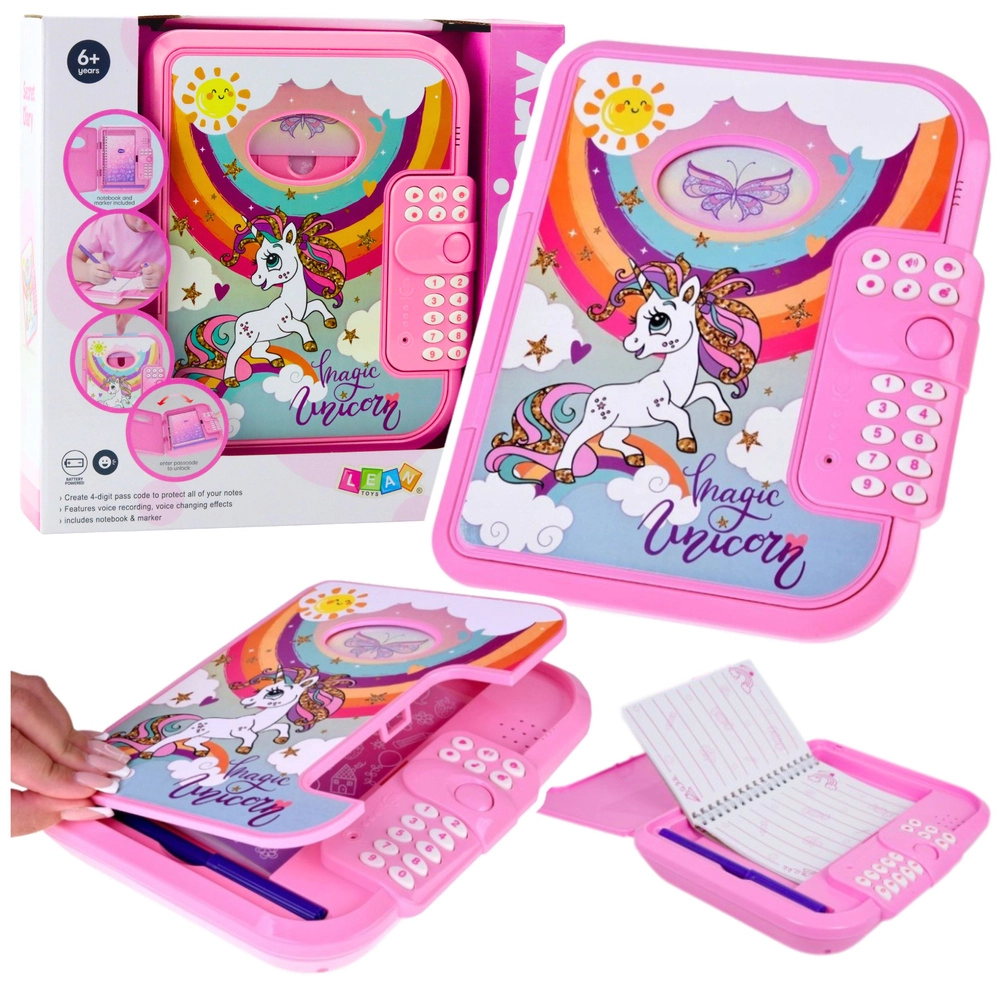 Elektronický deník s kódem jednorožec růžový
