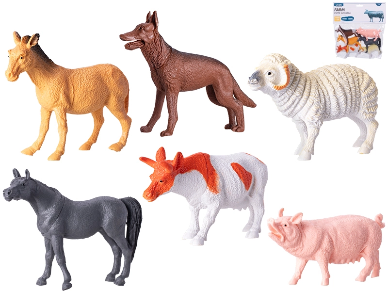 Sada figurek domácích zvířat 10–14 cm, 6 ks