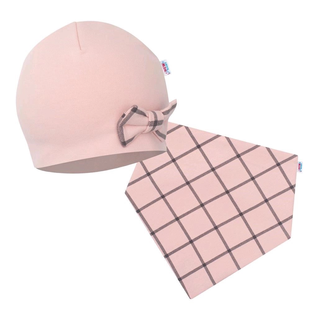 Dojenecká čepička a nákrčník NEW BABY Missy růžová