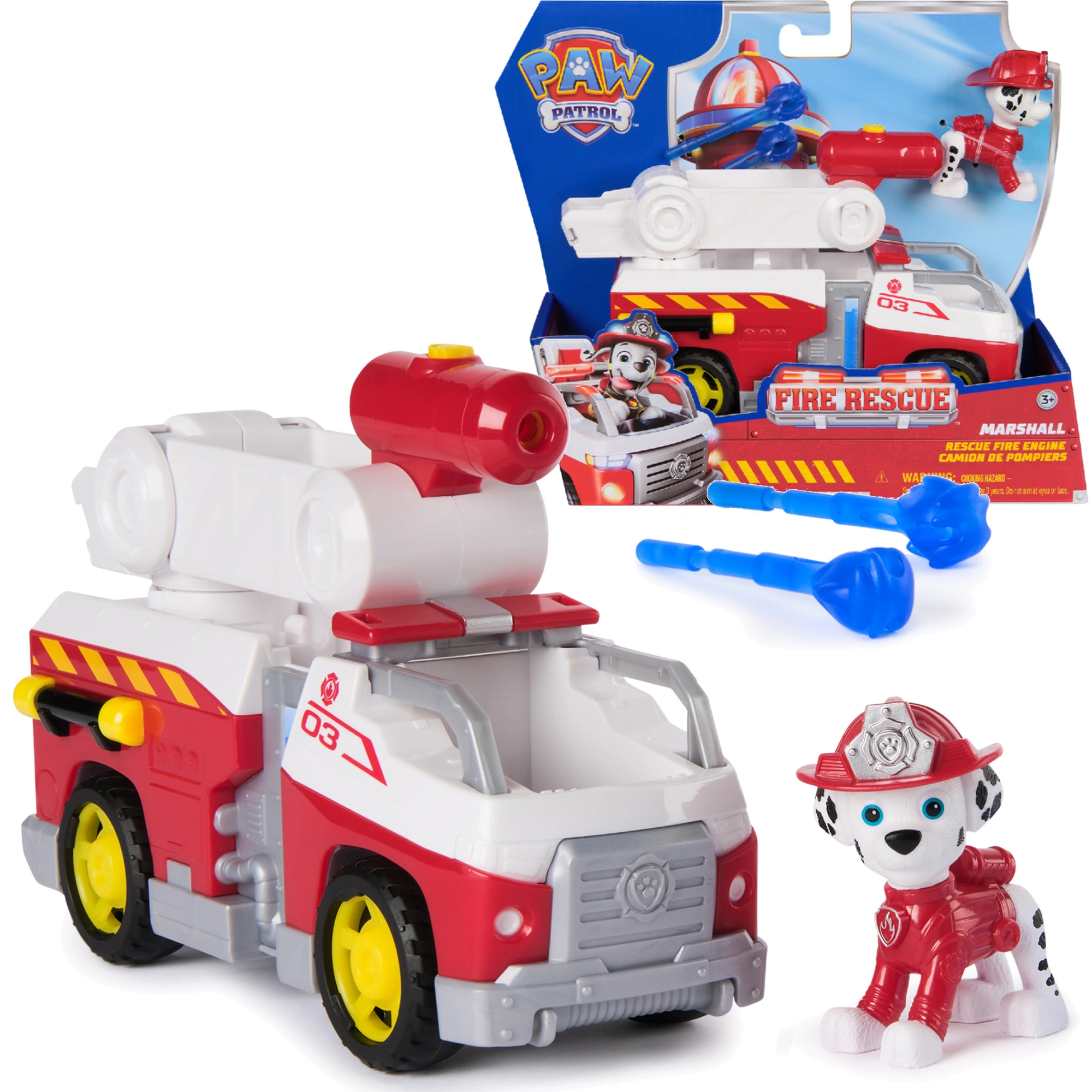 Paw Patrol hasičské auto s figurkou Marshalla a vodními projektily