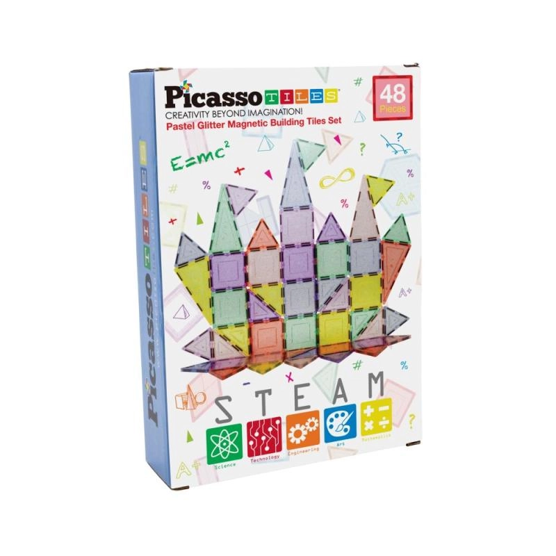 Magnetická stavebnice PICASSOTILES pastel glitter – 48 dílků